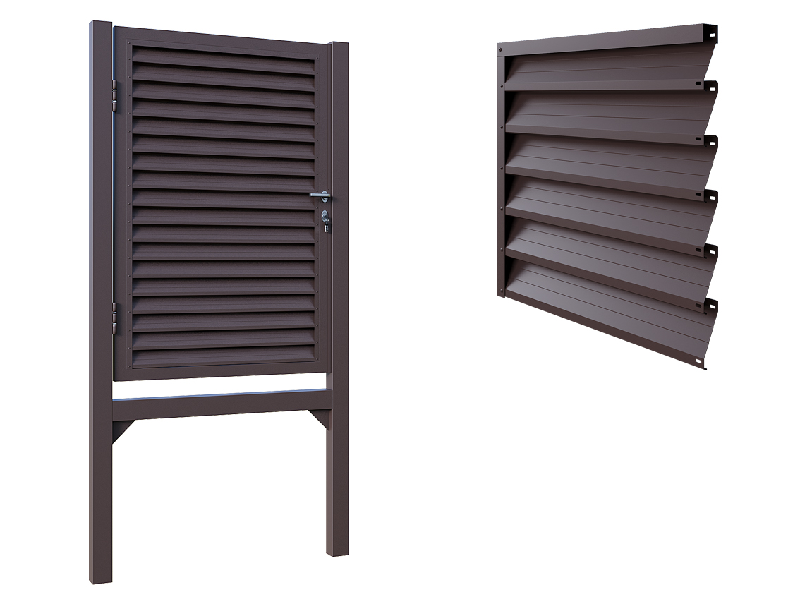 Louvered Pedestrian Gate in H Frame Chocolate Brown - 1760x1065 mm (6'x4')
